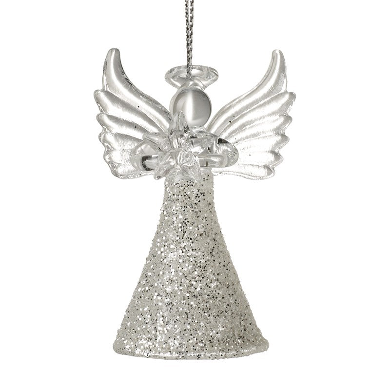 Silver Glass Angel Bauble - 6cm