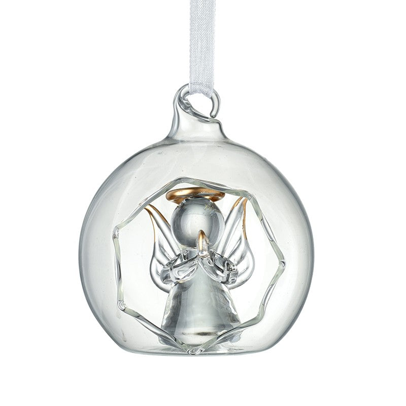 Glass Angel Hexagonal Cut Bauble - 6cm