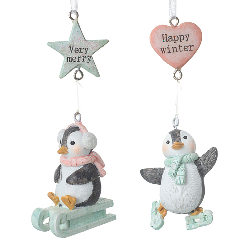 Adorable Winter Penguin Hanging Christmas Bauble - Single