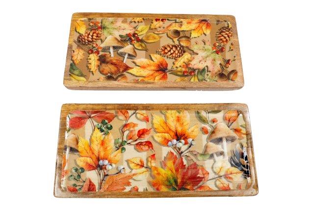Autumn Floral Enamel Tray 40x19cm