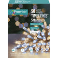 Battery Operated Multi Action White & Warm White Mix Coloured LED Timelights Clear Cable