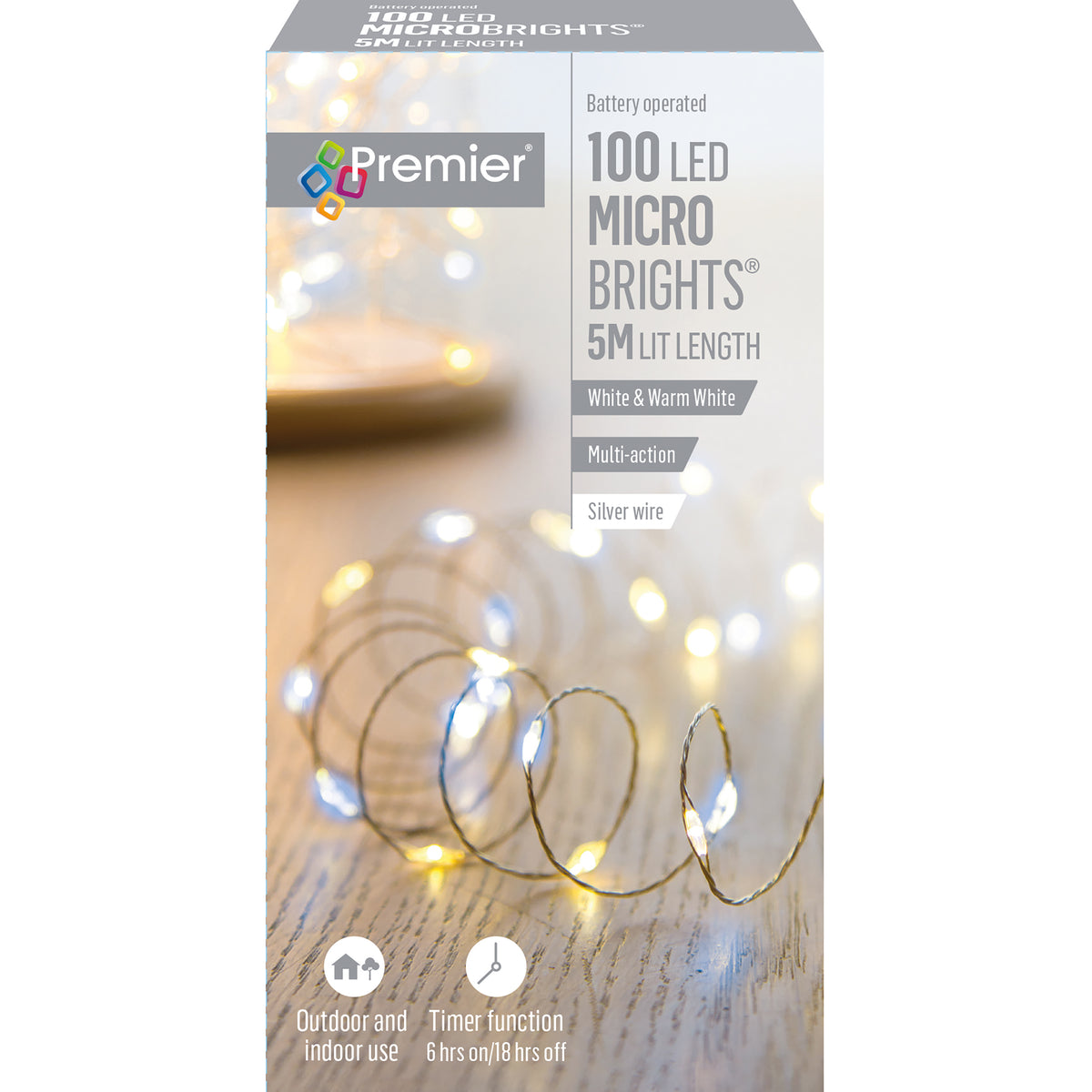 Battery Operated Cold & Warm White Multi Action Pin Wire Microbrights with Timer