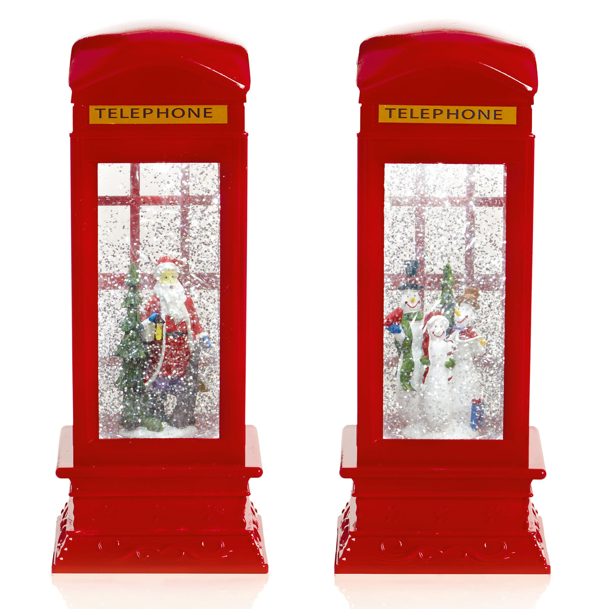 Special Offer - Glitter Red Telephone Box Christmas Water Spinner - 26.5cm