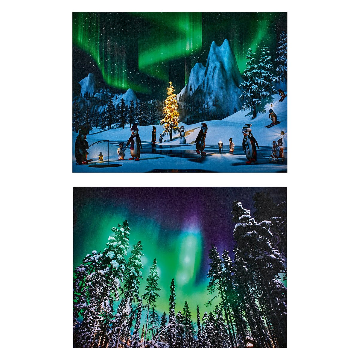 Northern Lights Scene Light Up Canvas - 40x30cm
