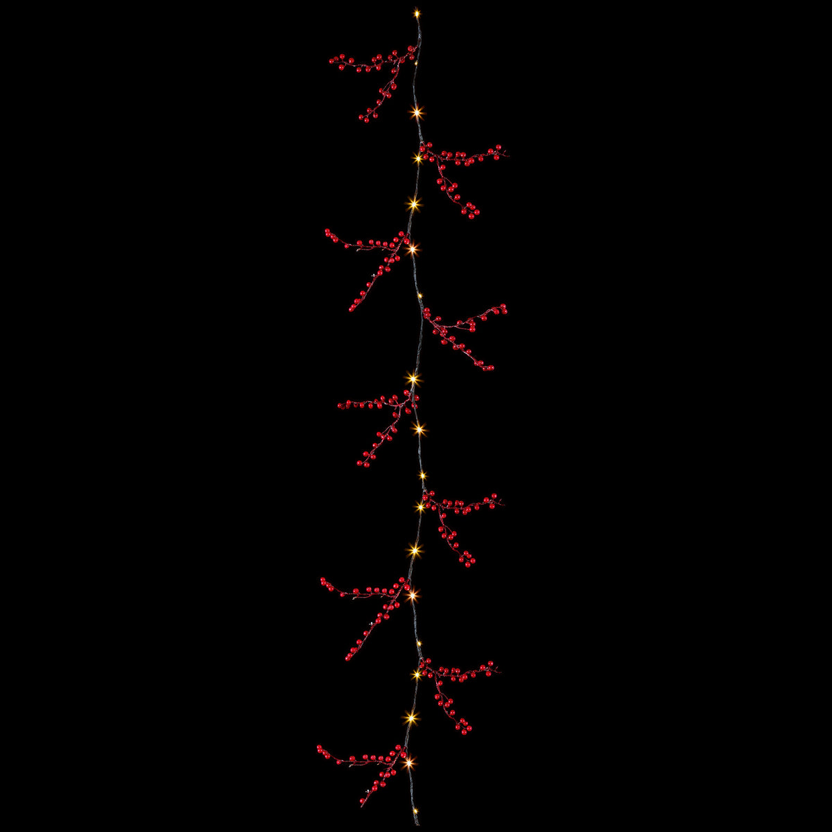 1.8m  Lit HollyBerry Garland Featuring 20 Warm White MicroBright LEDs