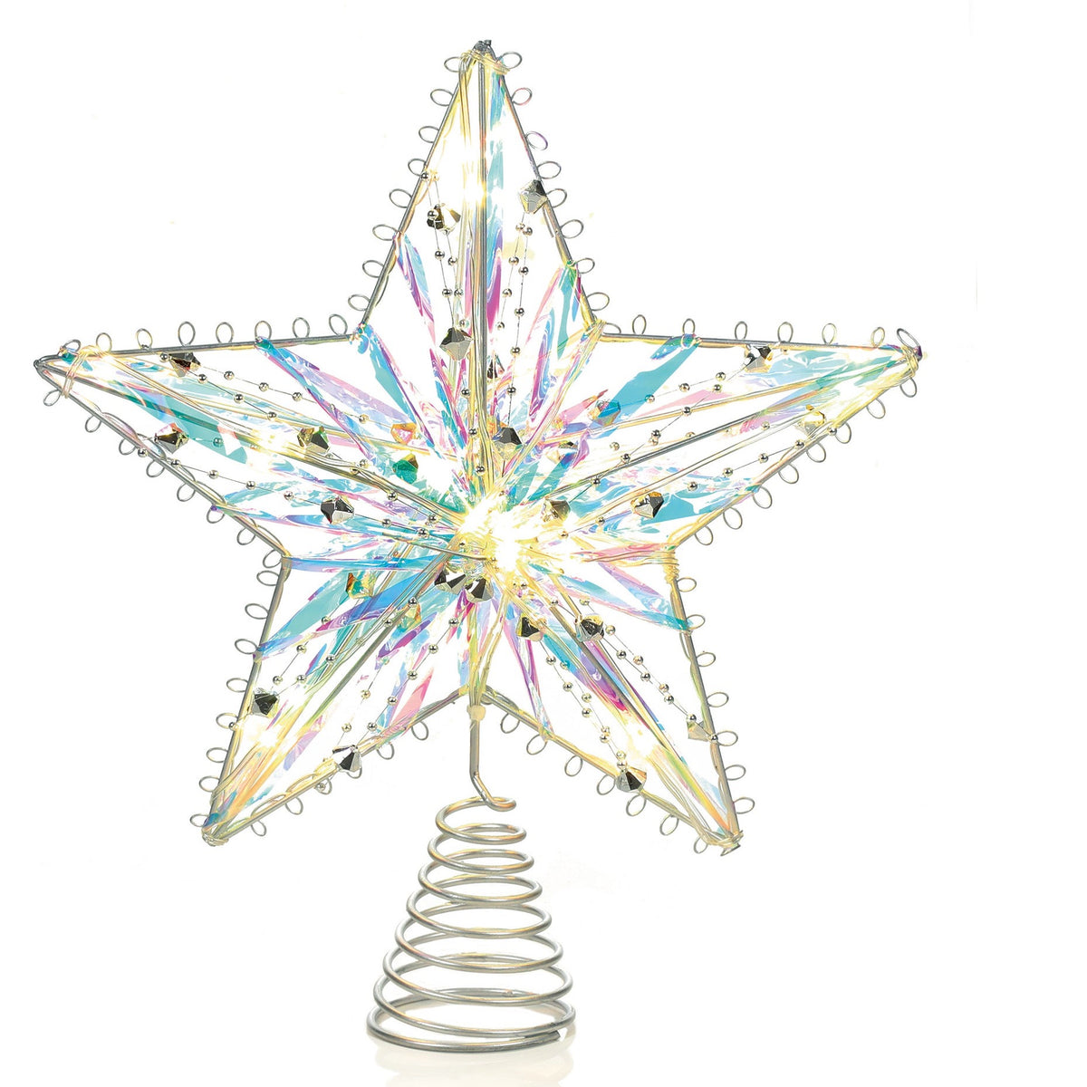 Light Up LED Pin Wire Iridescent Star Tree Topper