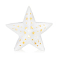 Battery Operated Porcelain White Star Light Up Ornament - 15cm