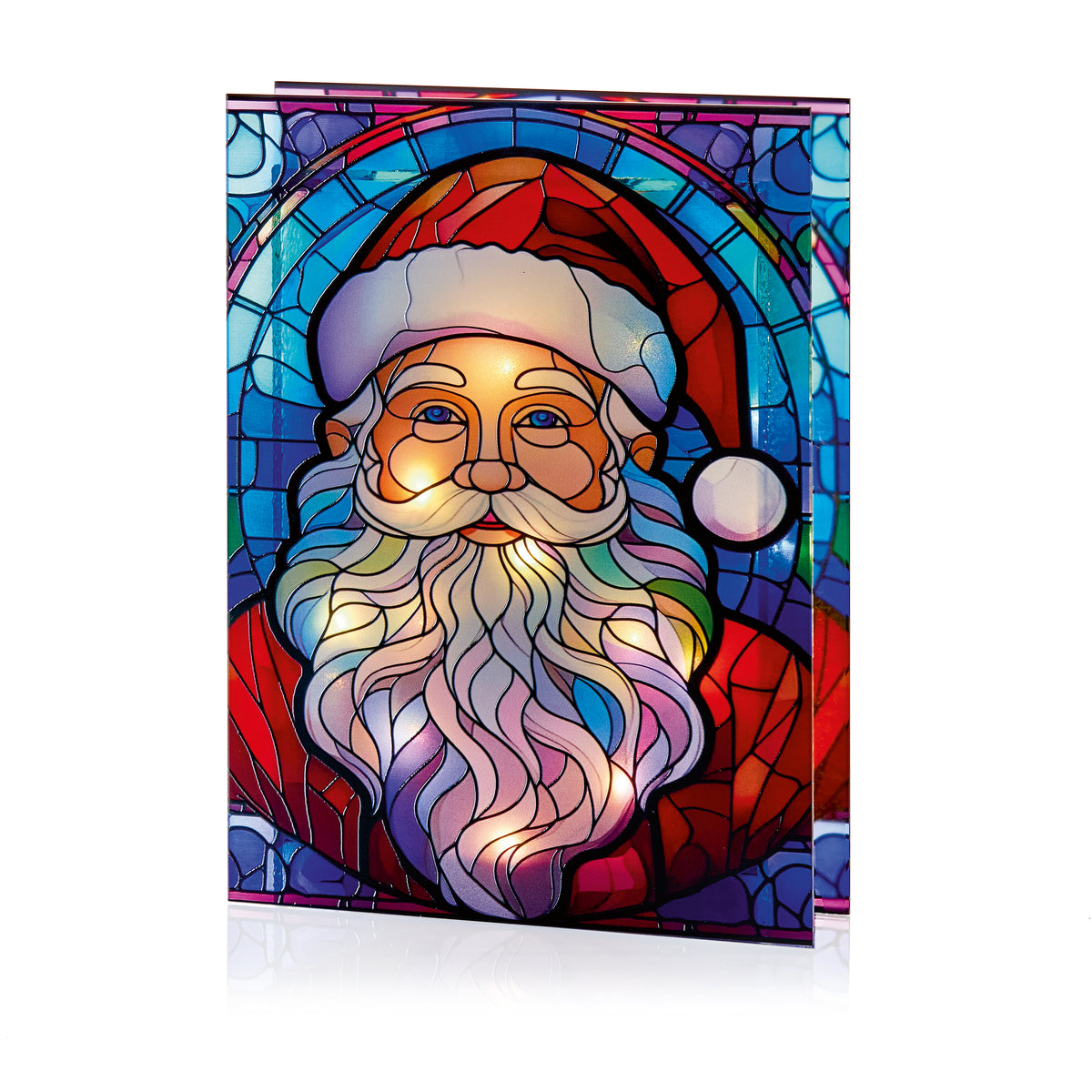 Lit Santa Stained Glass - 28cm