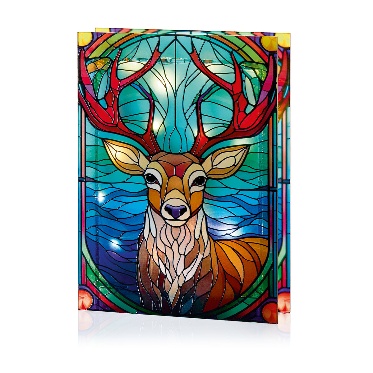 Lit Stag Stained Glass - 28cm
