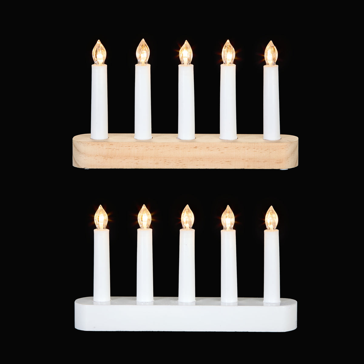 Premier 5 Light Wooden Base Christmas Candlebridge - Battery Operated