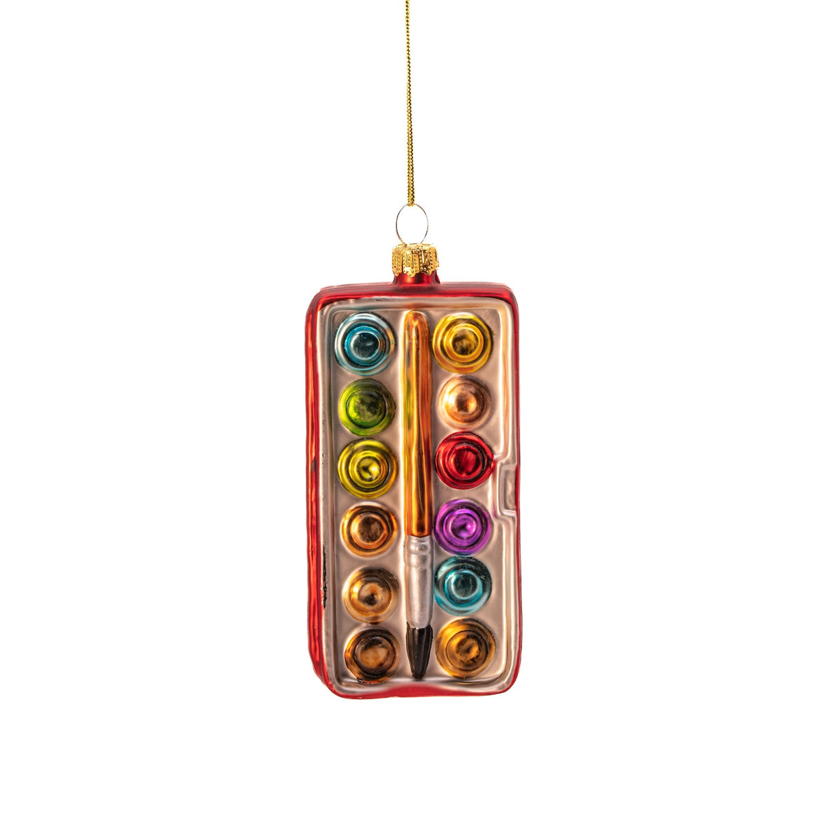 Water Colour Paint Box with Brush Christmas Glass Bauble