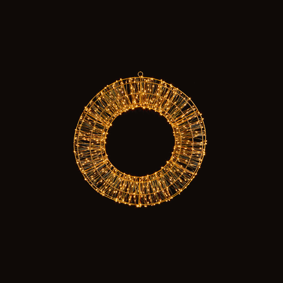 Rose Gold Wire Wreath with 600 Twinkling Warm White LEDs - 45cm