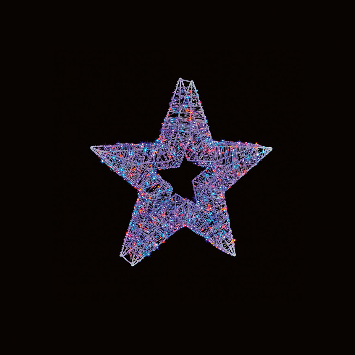 Premier White Star Light Up Decoration with 1700 Twinkling Rainbow LEDs - 60cm