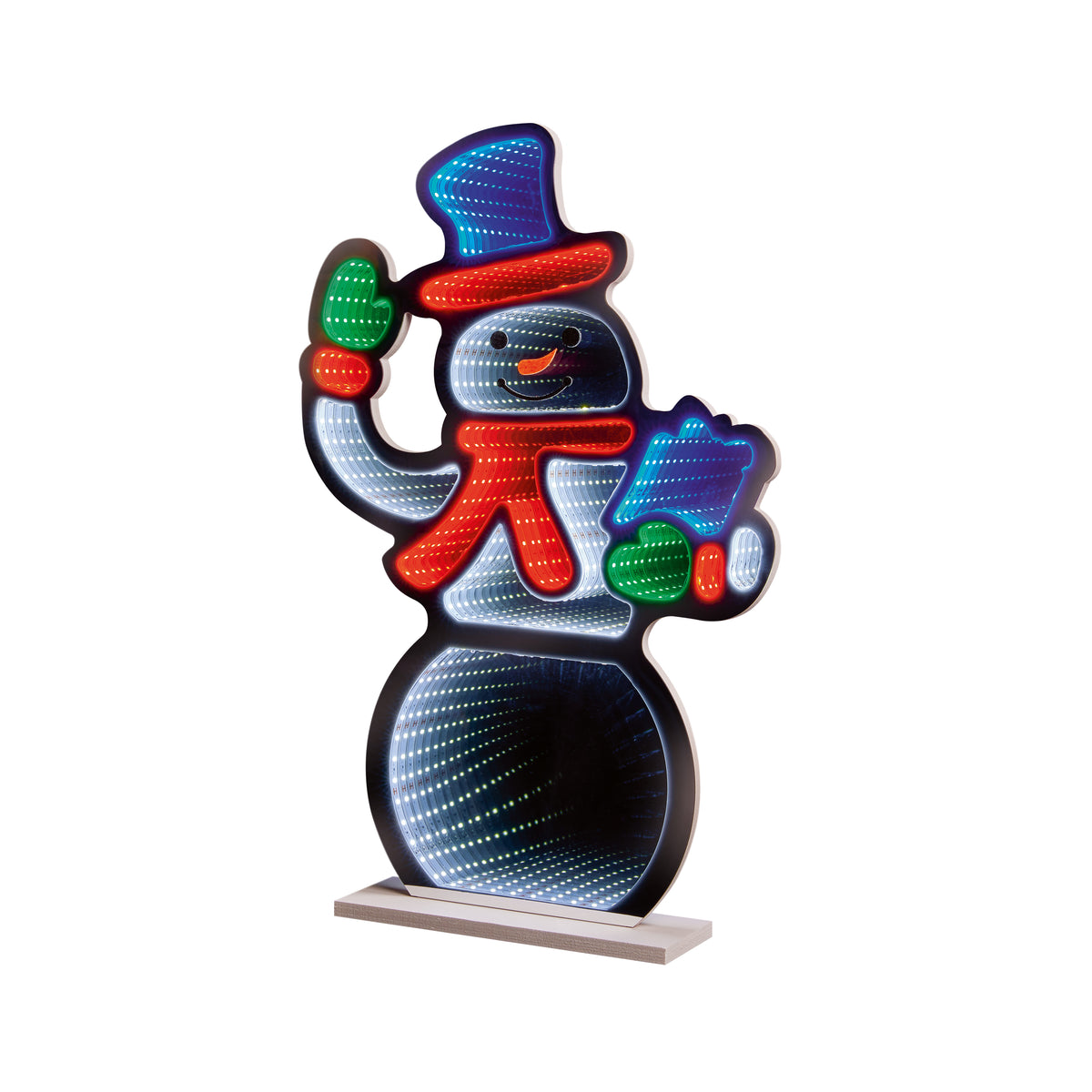 Premier Standing Snowman with Hat & Scarf Infinity Mirror Light 60cm
