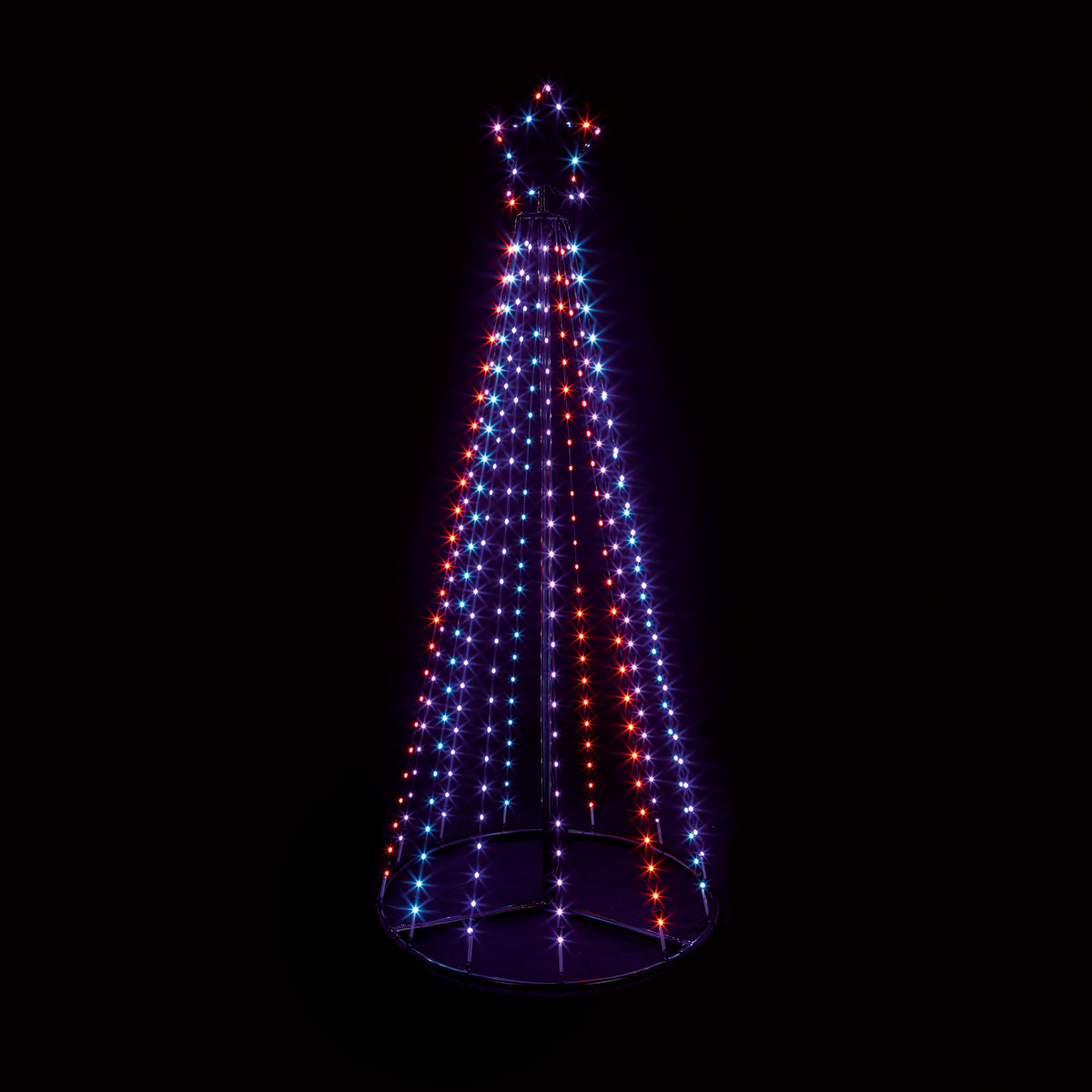 Premier Multi-Action Lit FlexiBright Pyramid Tree with Star Rainbow LEDS - 1.4m