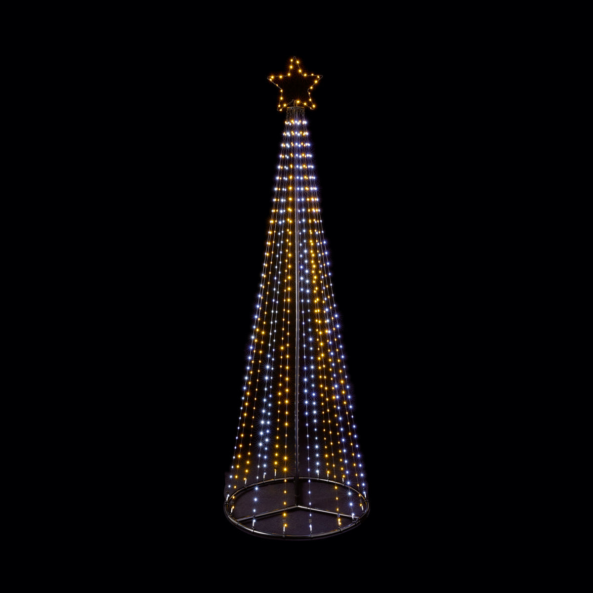 Premier 2.1m FlexiBright Warm & Cool White LED Cone Pyramid Tree with Star Tree Topper