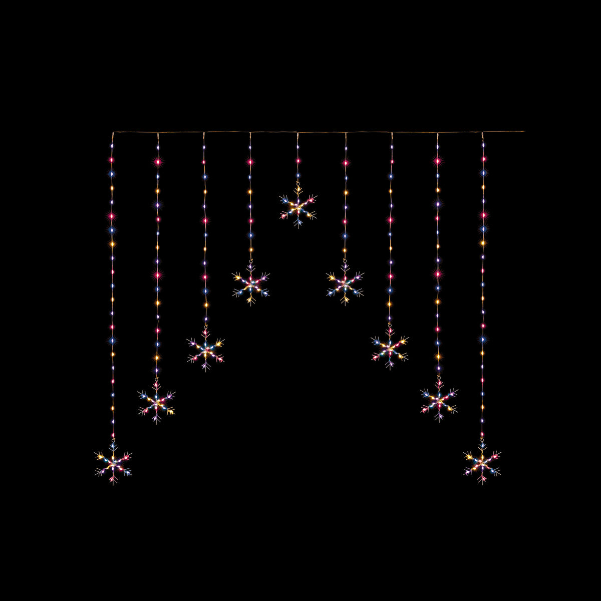 Premier Flexible Snowflake Curtain with  267 Rainbow LEDs 1.2x.1.2m