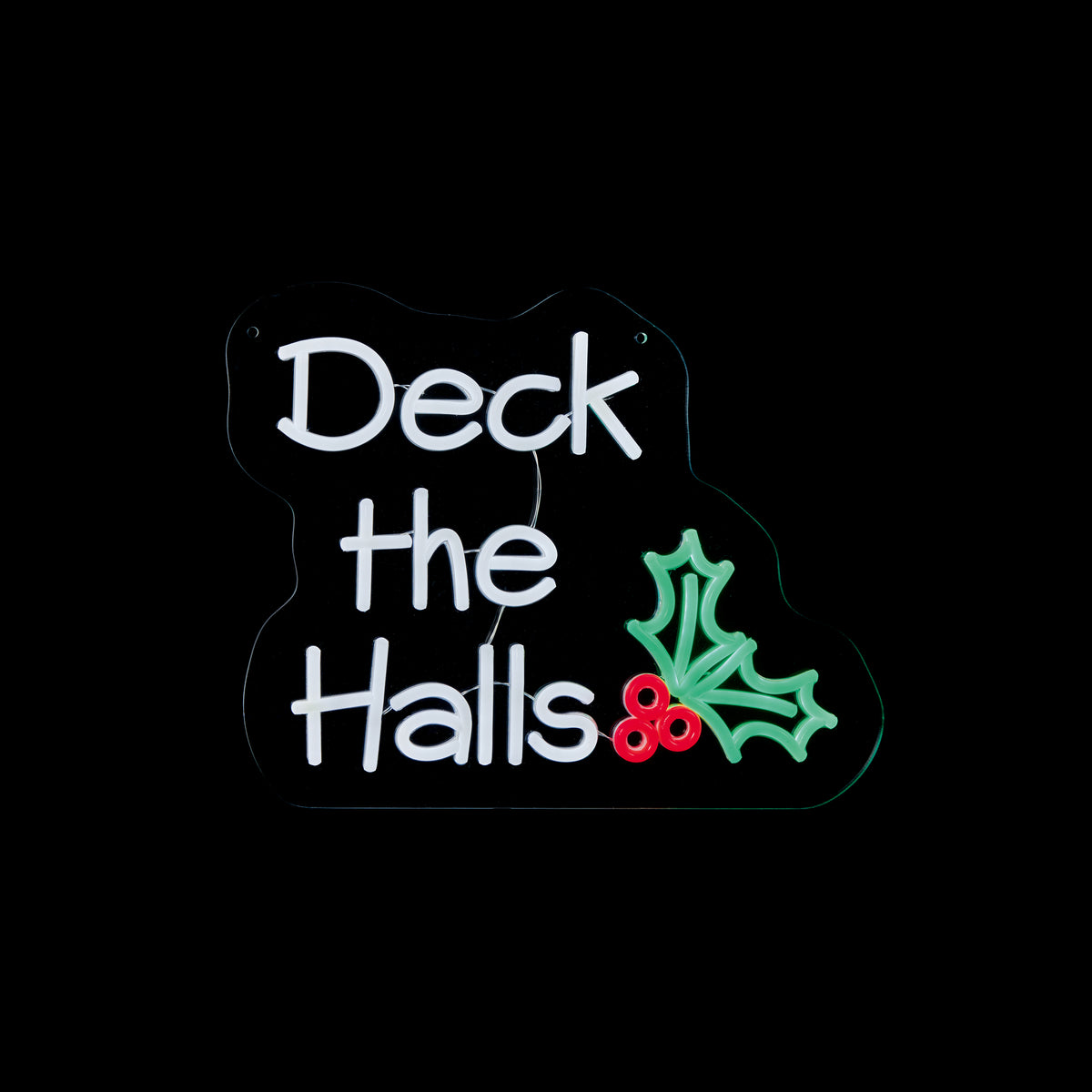 Deck The Halls Hanging Lit Neon LED Sign - 40cm
