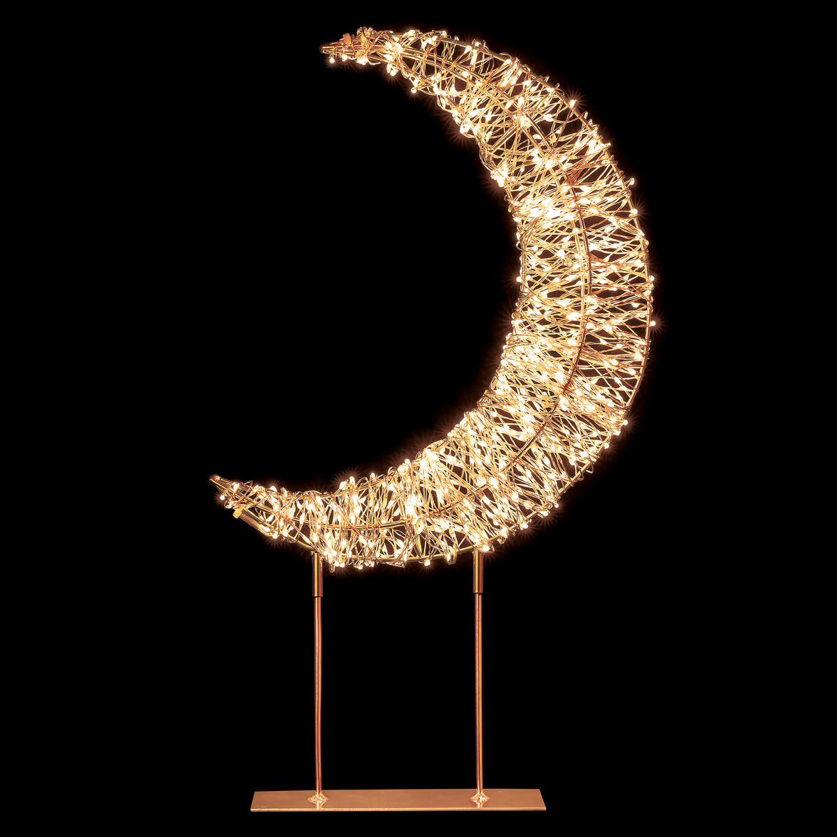 Premier Twinkling Lit Rose Gold Table Crescent Moon - 45cm