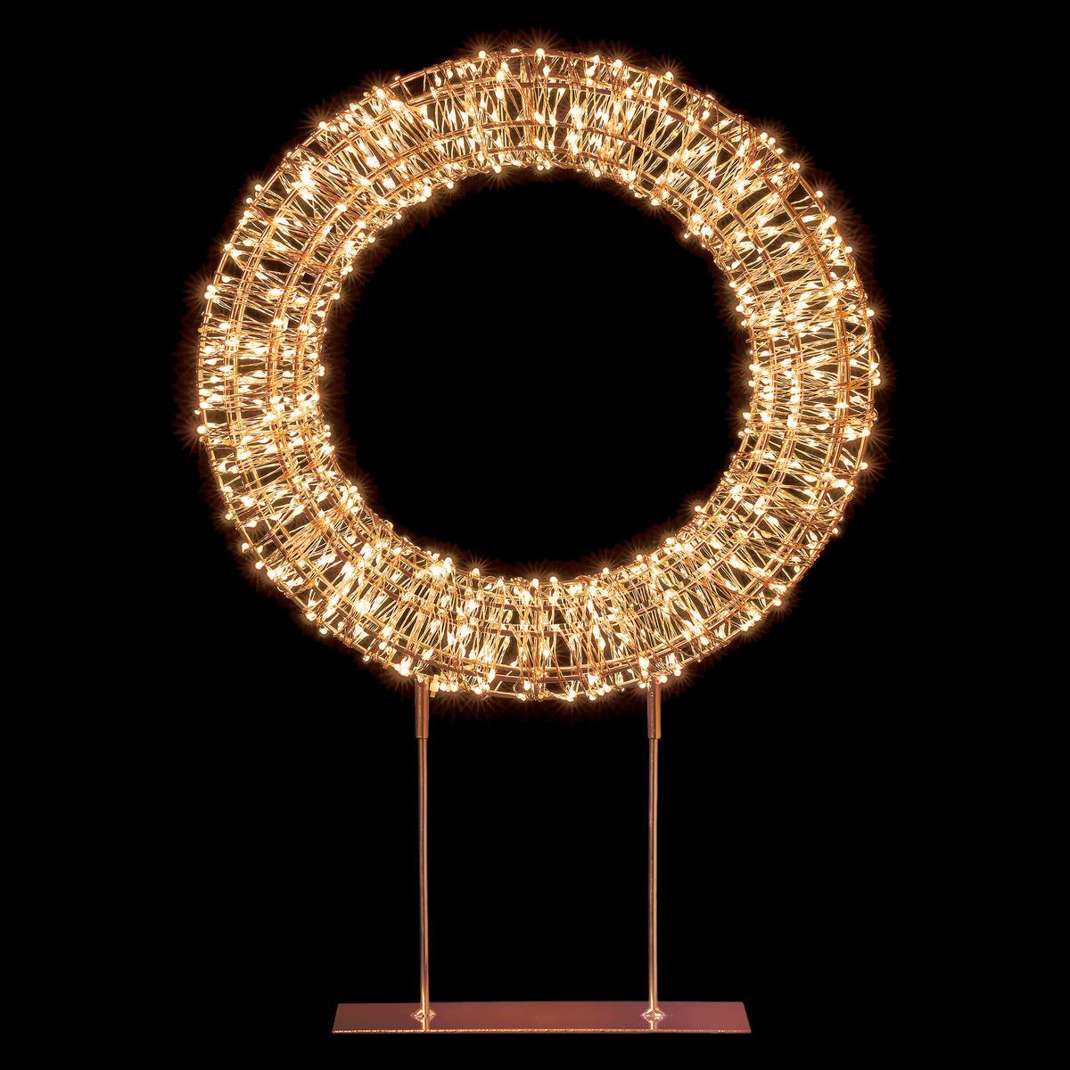 Premier Twinkling Lit Rose Gold Table Top Wreath - 45cm