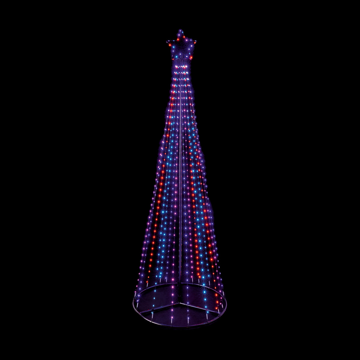 Premier Multi-Action Lit FlexiBright Pyramid Tree with Star Rainbow LEDS - 3m