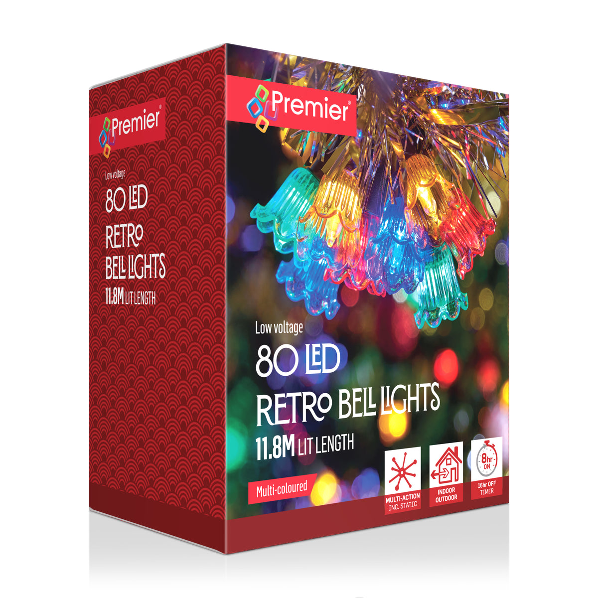 Premier Traditional Multi-Action Retro Bell Lights  -80 Multi Coloured LEDS