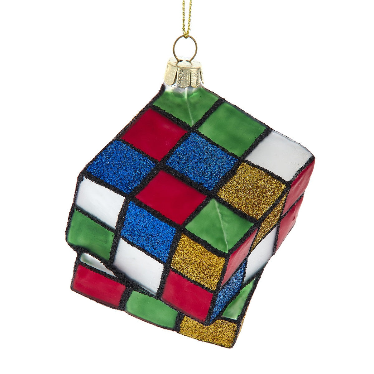 Noble Gems Glass Rubik's Cube Puzzle Christmas Bauble