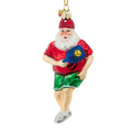 Noble Gems Glass Pickleball / Padel Tennis Playing Santa with Racquet Christmas Bauble