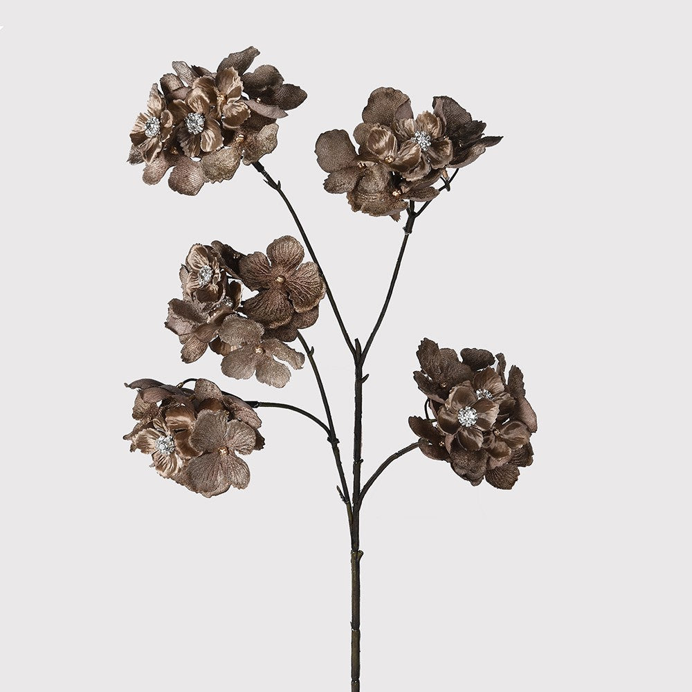 Mocha Hydrangea Gem Stem - 65cm