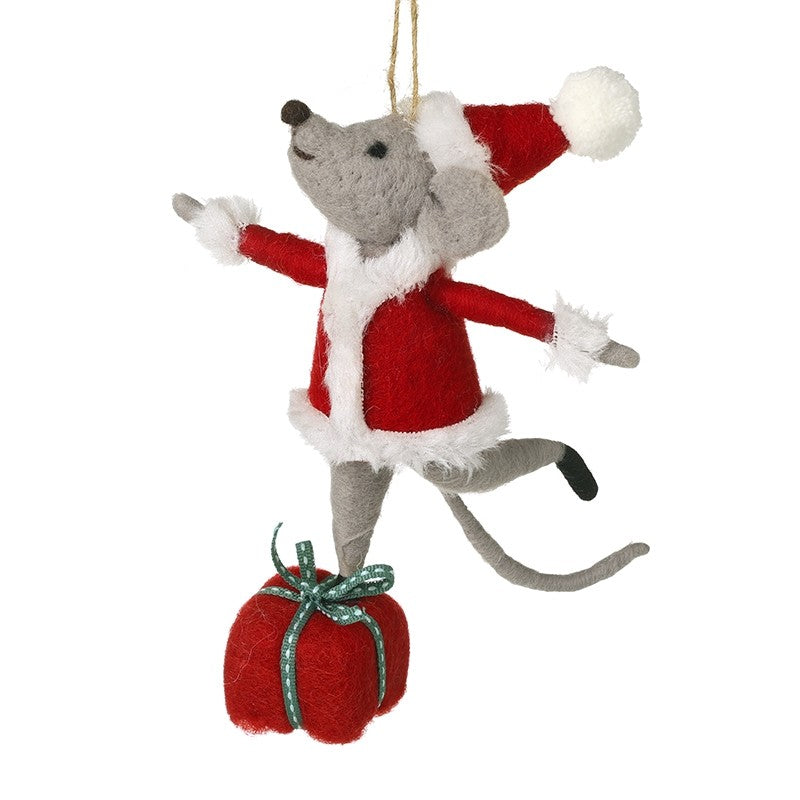 Felt Mouse in Christmas Outfit Bauble - 15cm