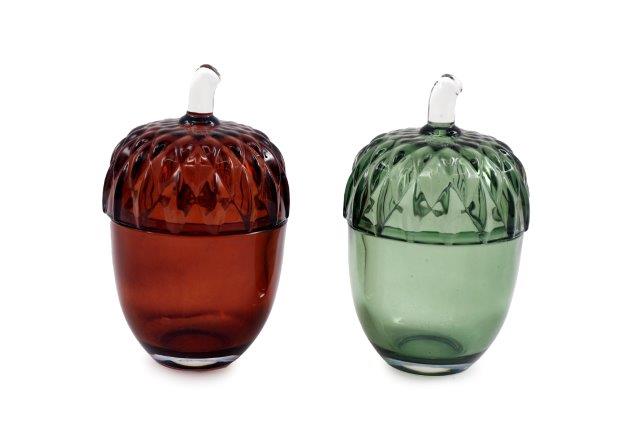Glass Acorn Pot with Lid
