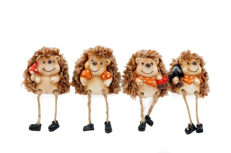 Autumnal Leg Hanging Happy Hedgehog Ornament 6.5cm