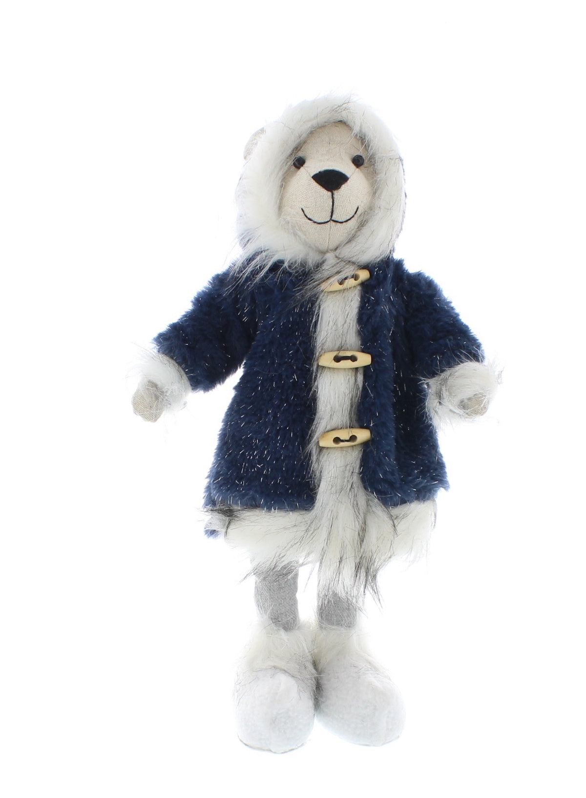 Standing Polar Bear with Blue Coat - 38cm