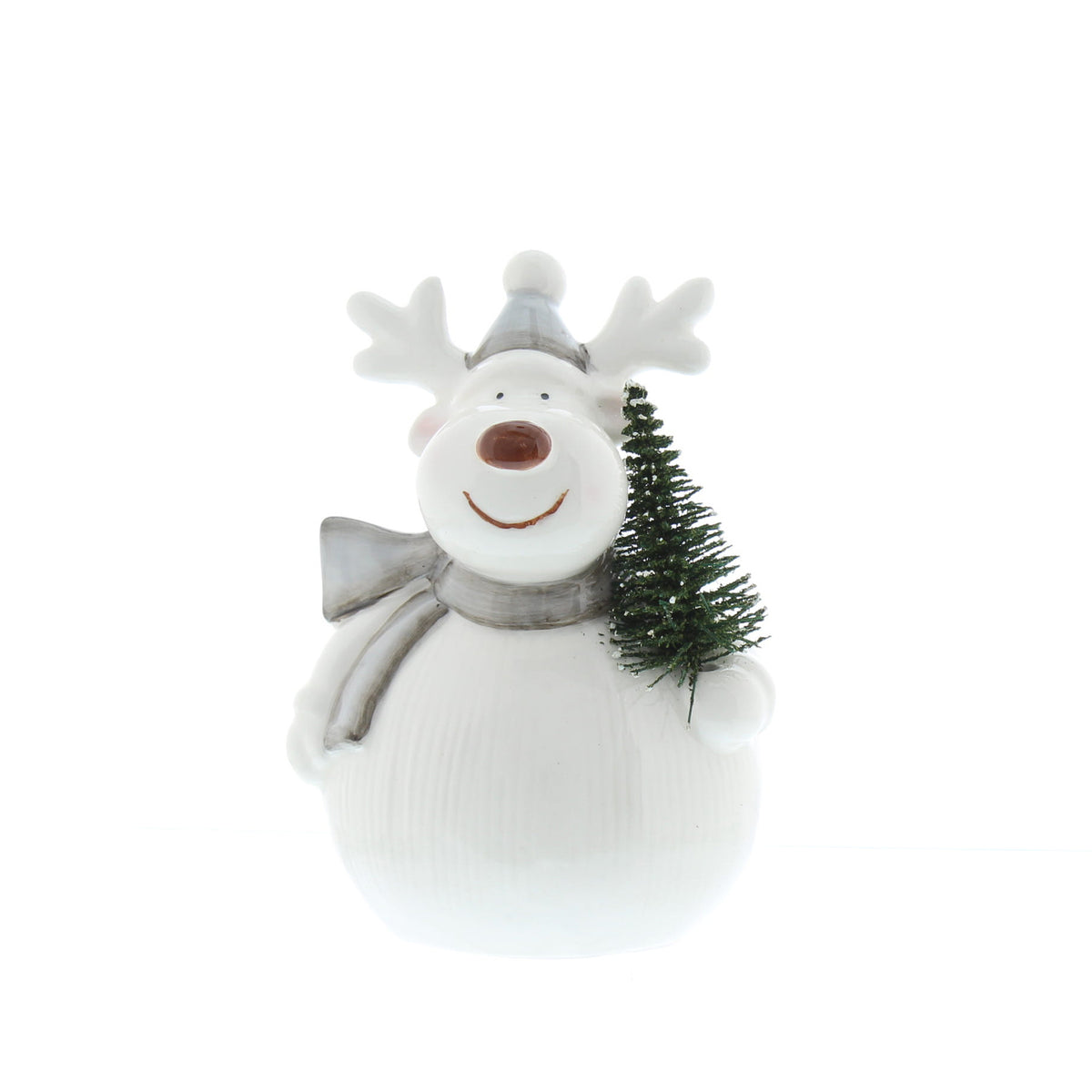 Dolomite Grey/White Reindeer with Green Tree - 12cm