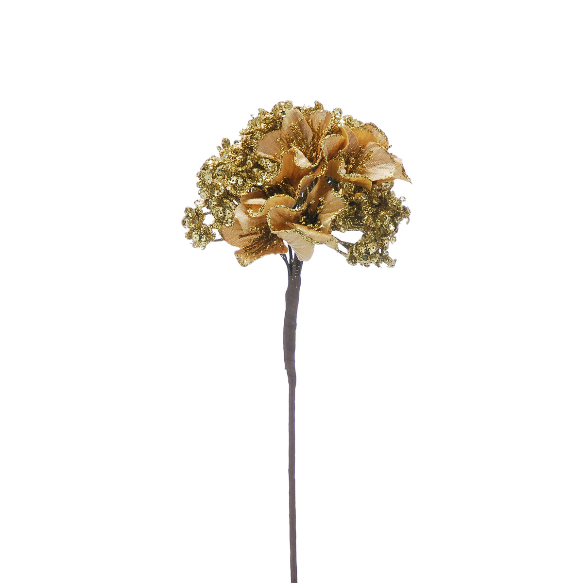 40cm Gold Glitter Hydrangea Flower Stem