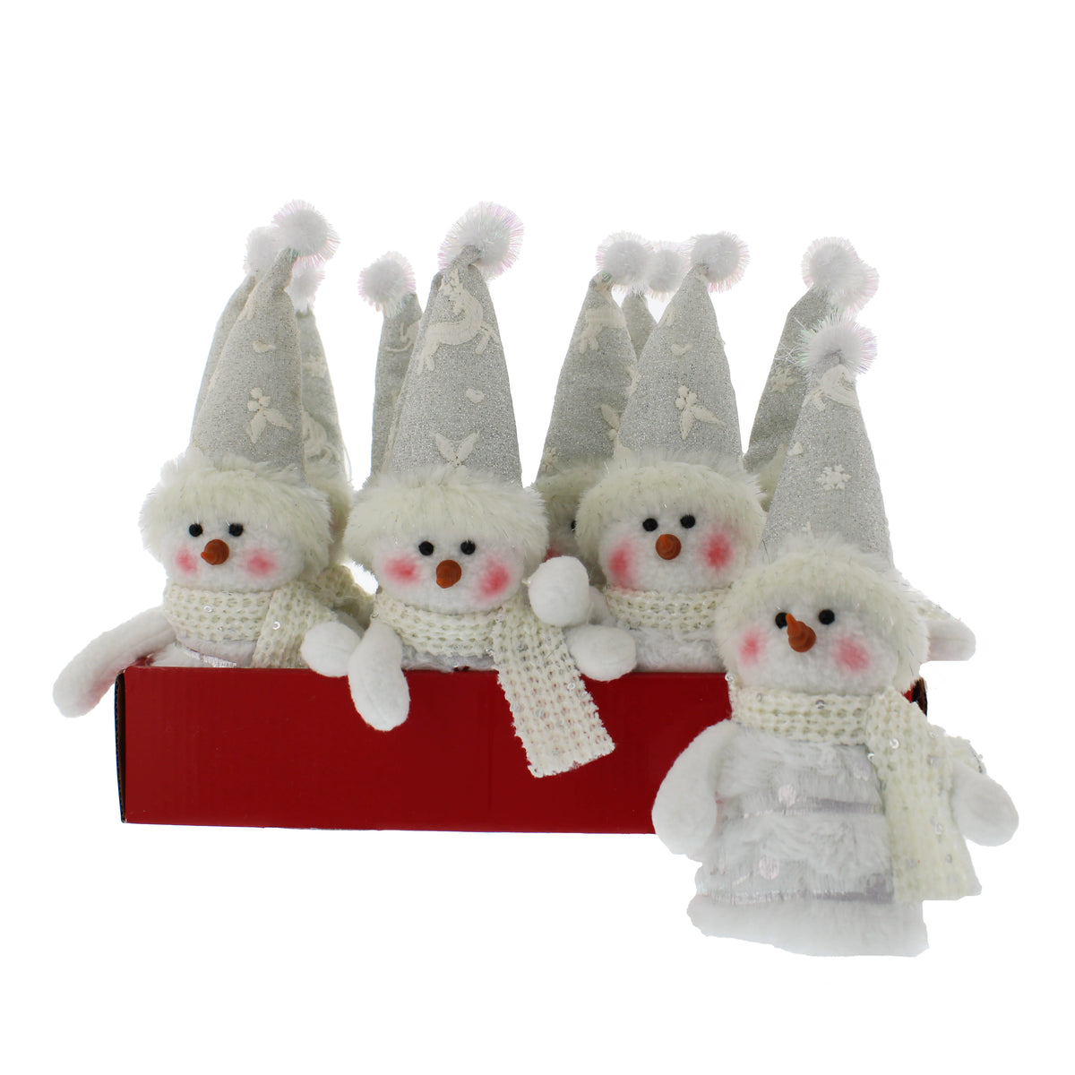 Hanging Plush Snowman with Silver Hat - 11cm