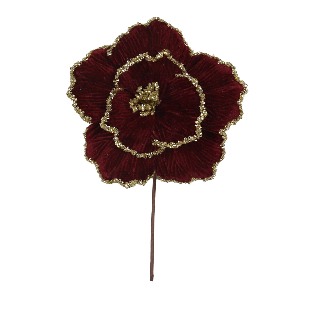 Burgundy Velvet Poppy Stem - 30cm