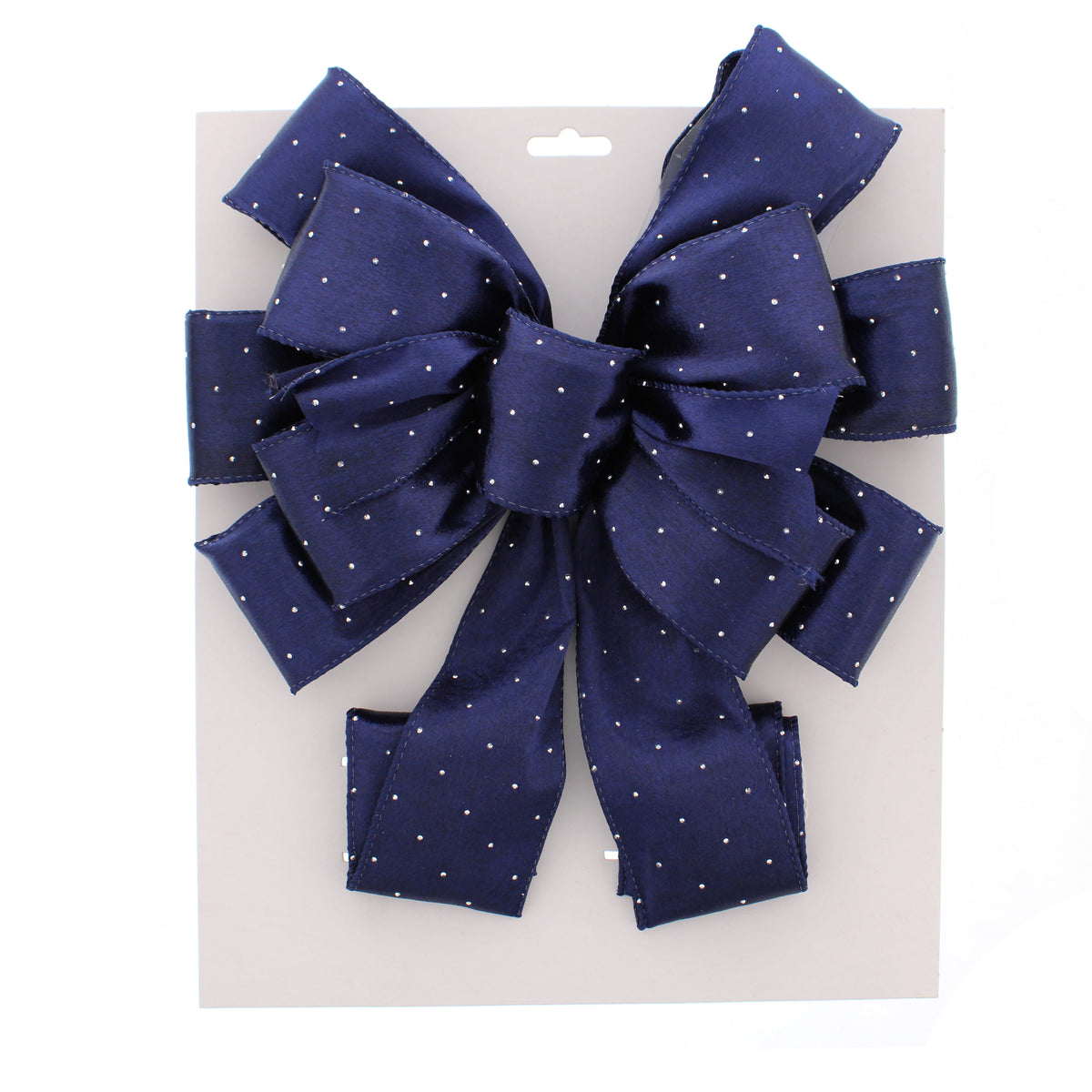 Navy Blue Bow with Silver Dots Tree Topper - 78cm