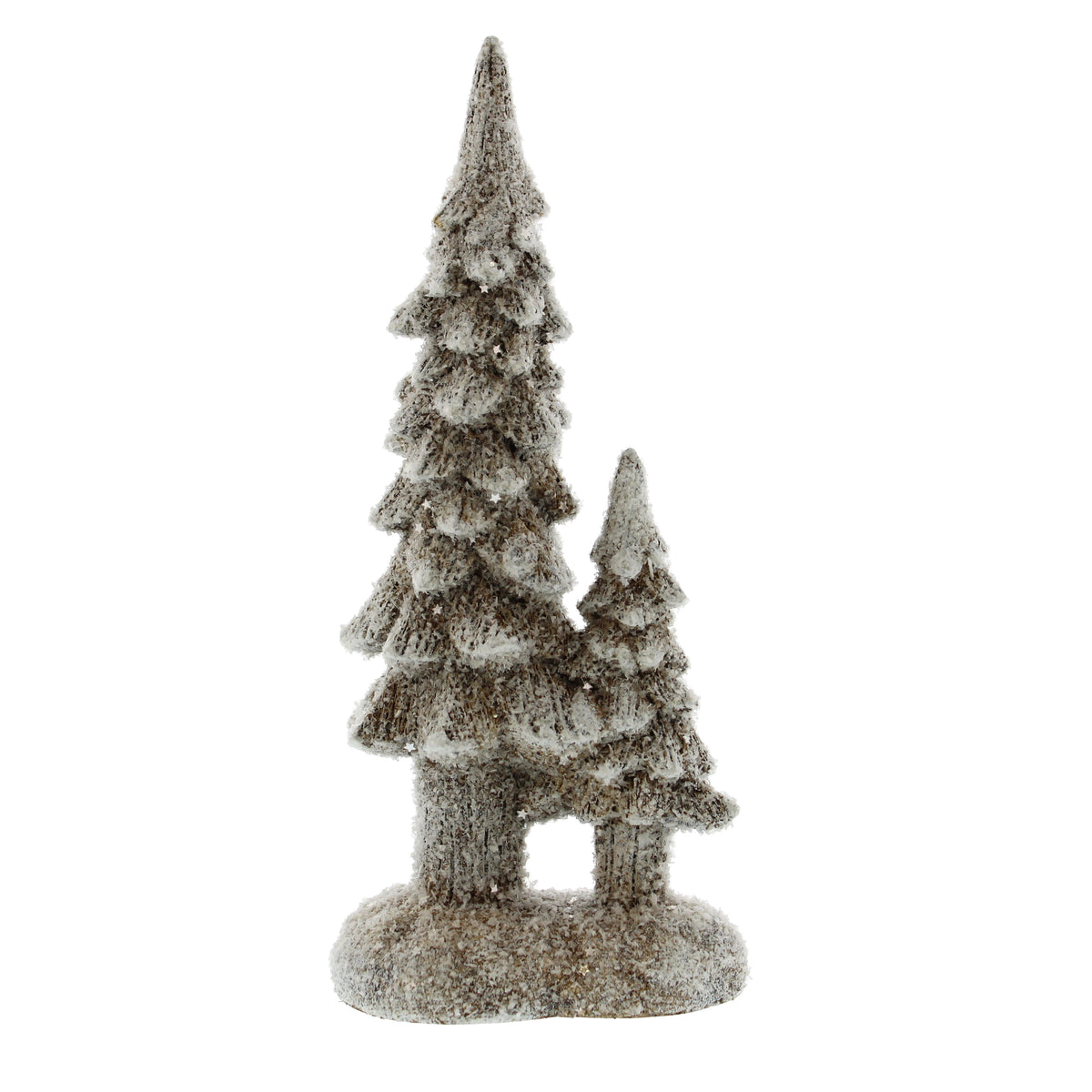 Polyresin Brown Frosted Glitter Double Tree - 23cm