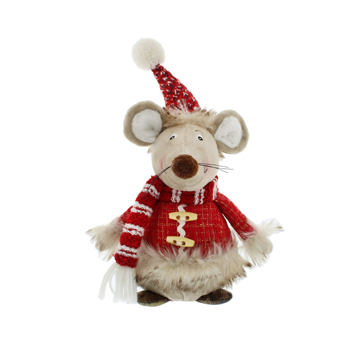 Plush Sitting Mouse in Red Coat - 33cm