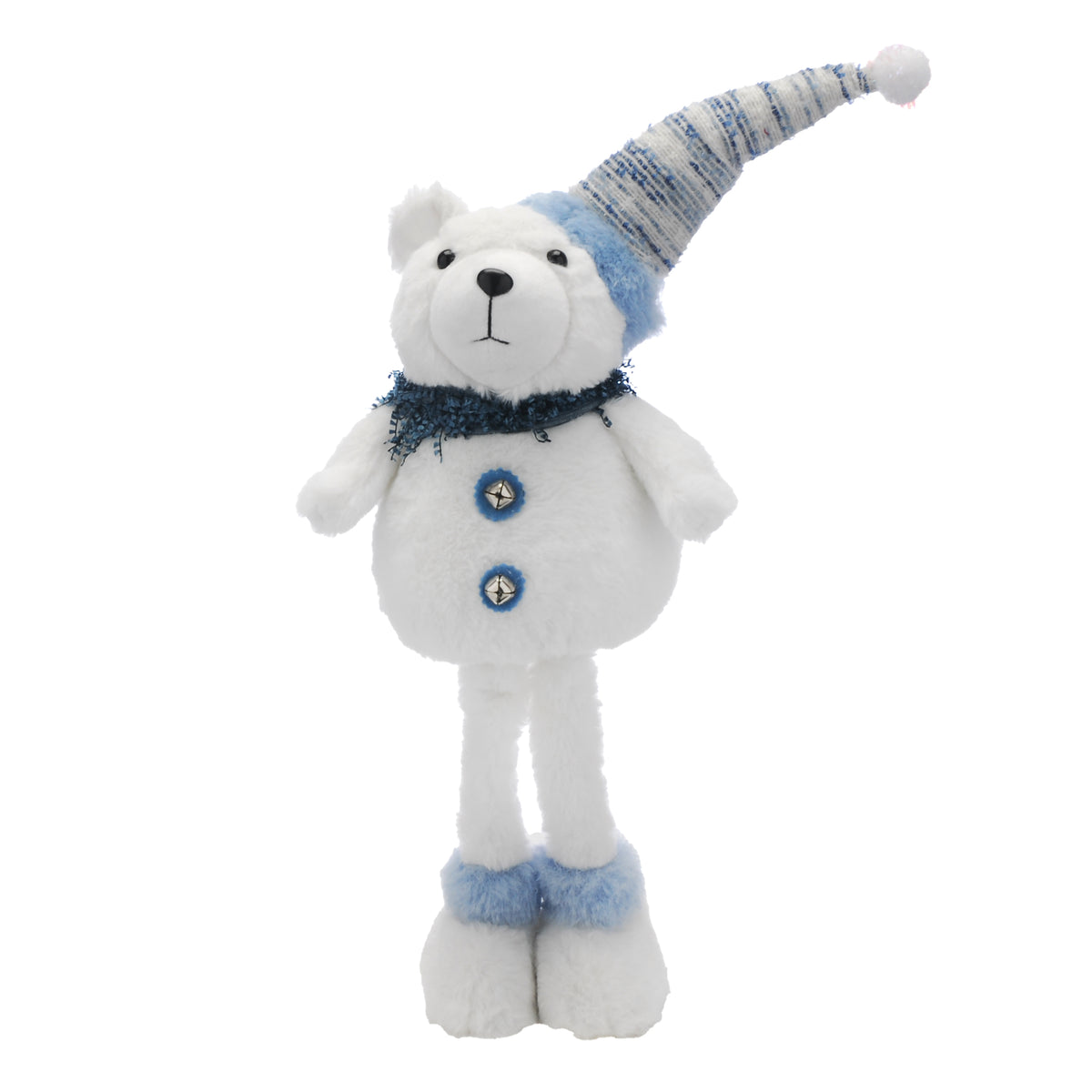 Plush White Standing Bear in Blue Scarf - 61cm