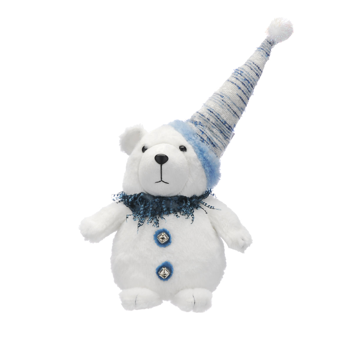 Plush White Bear in Blue Scarf - 39cm