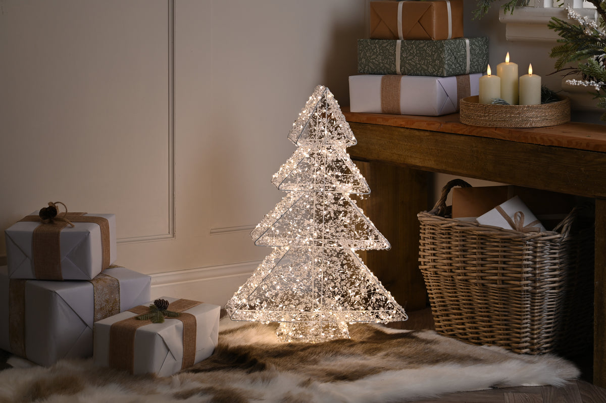 Warm White LED Clear Bead Tree - 60cm