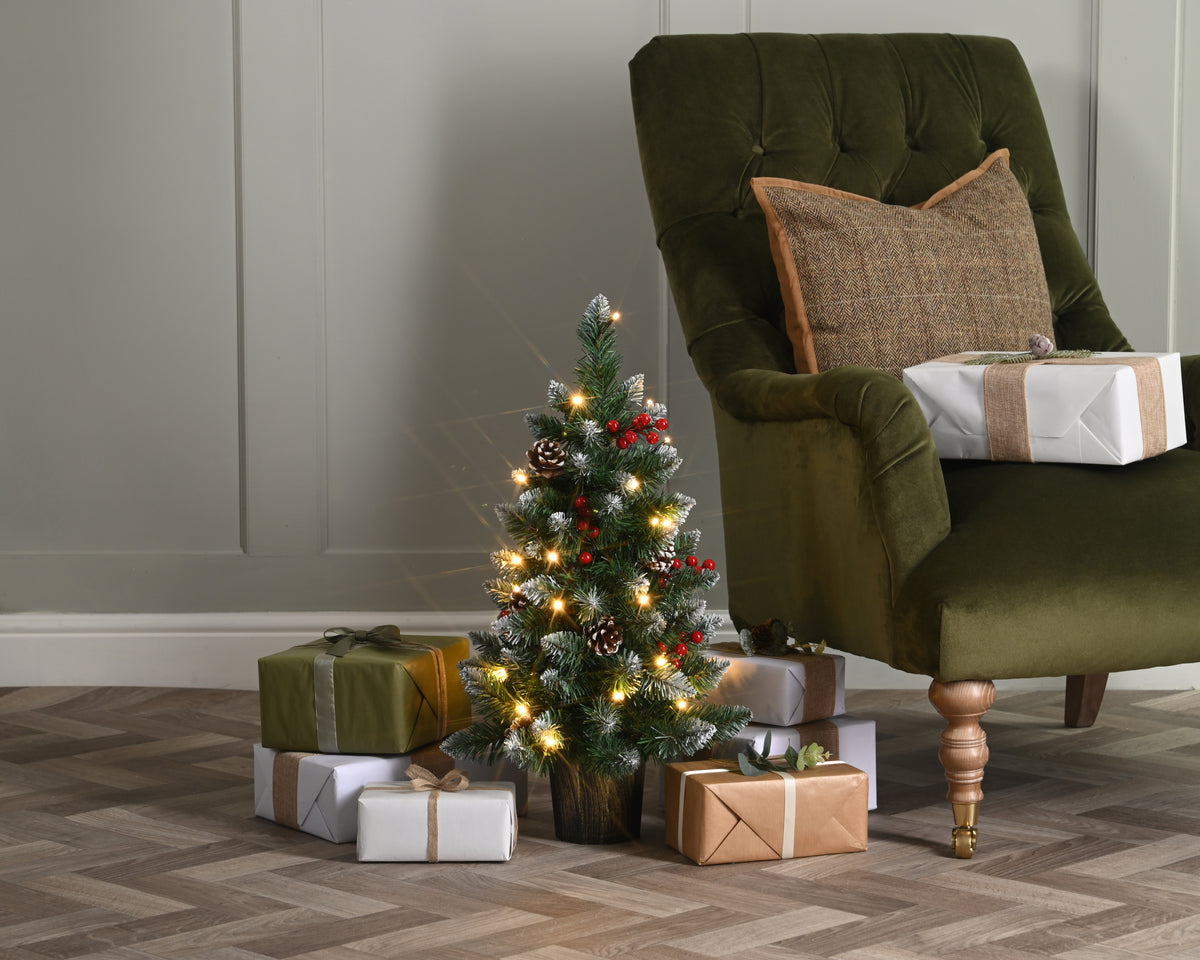 Warm White LED Prelit Potted Tree - 60cm