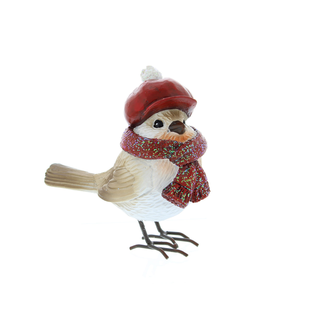 Polyresin Robin in Red Hat/Scarf - 11cm