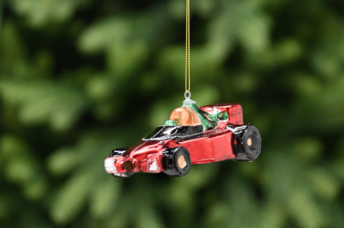 Red Glass Racing Car Bauble - 12cm