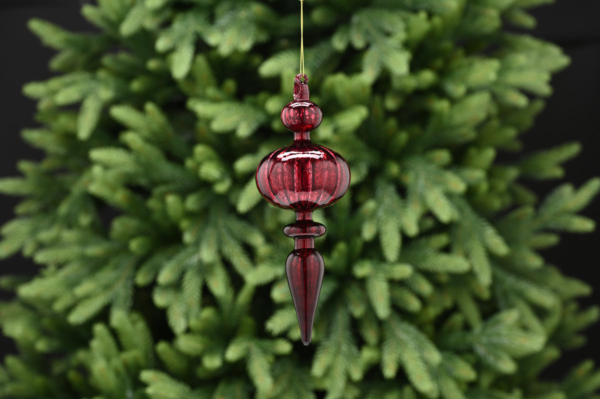 Dark Red Burgundy Drop Shaped Glass Bauble - 23cm