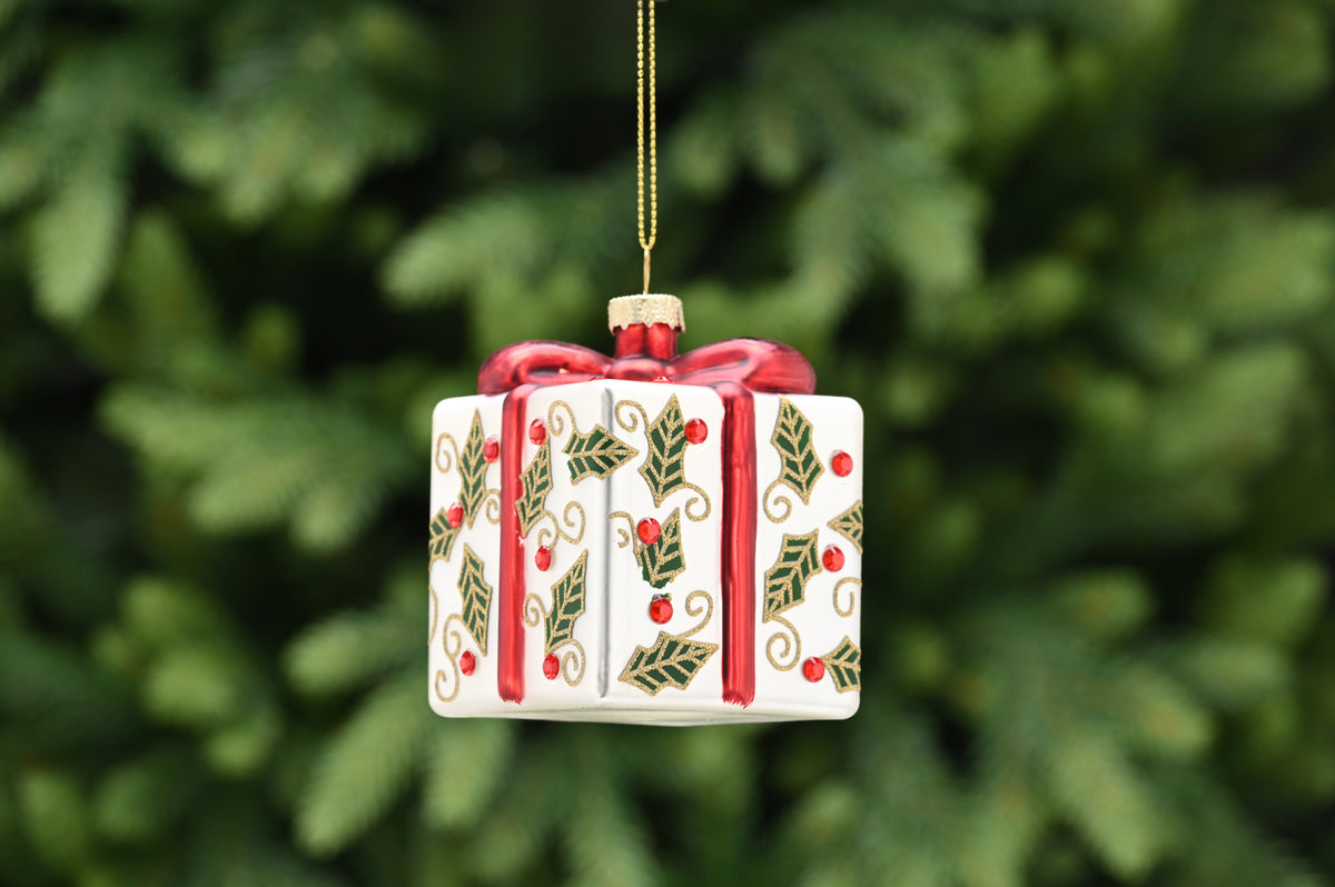 Matte Champagne Glass Present Bauble - 8cm
