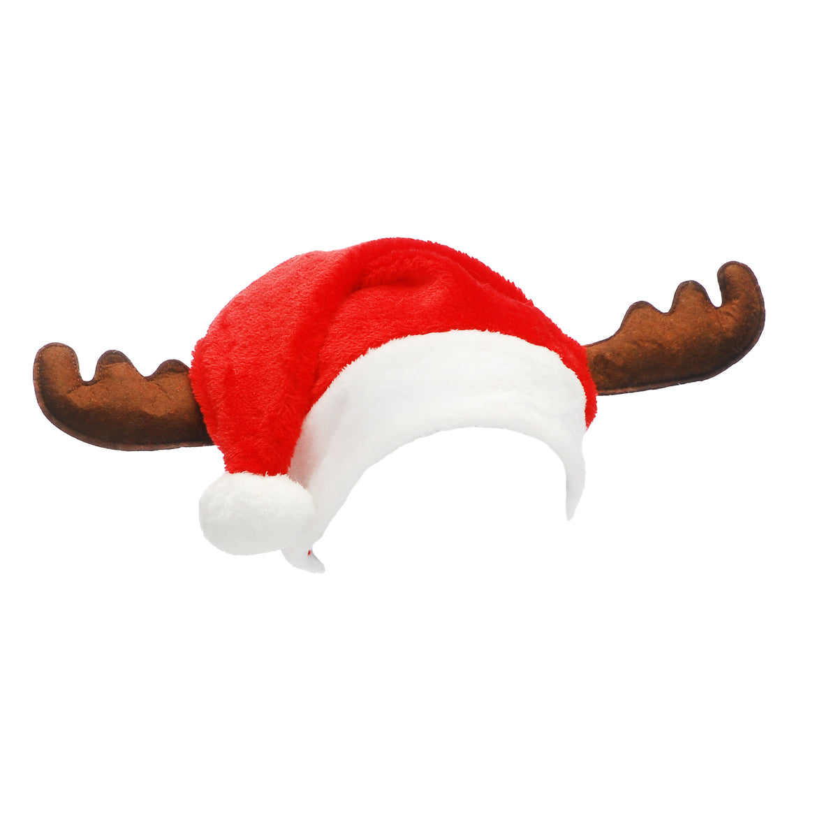 Red Santa Hat with Reindeer Antlers - 44cm