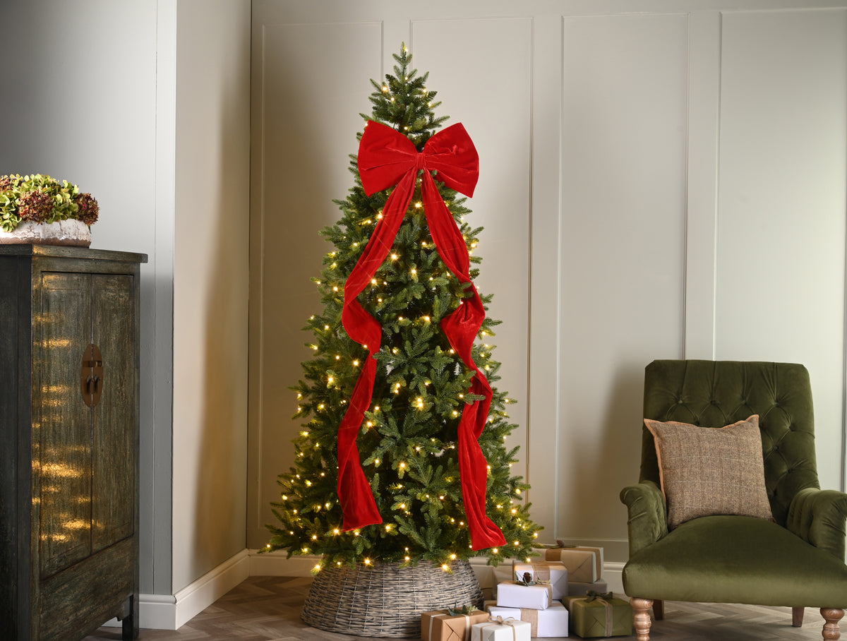 Giant 1.8m Christmas Red Velvet Long Tree Tail Bow